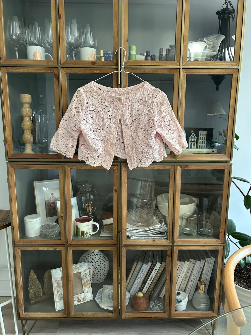 Vintage Lace Cropped Bolero Pink